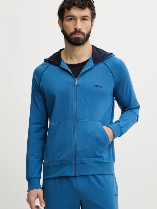 Zdjęcie produktu BOSS bluza rozpinana z kapturem męska bawełniana z elastanem Mix&Match Jacket H niebieski
