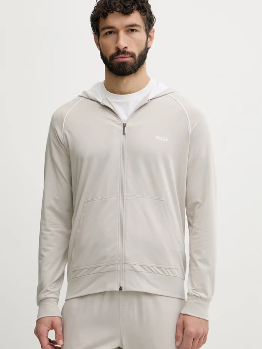 Zdjęcie produktu BOSS bluza rozpinana z kapturem męska bawełniana z elastanem Mix&Match Jacket H beżowy