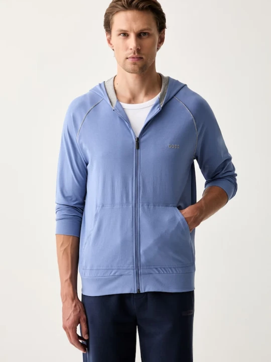 Zdjęcie produktu BOSS bluza rozpinana z kapturem męska bawełniana z elastanem Mix&Match Jacket H niebieski