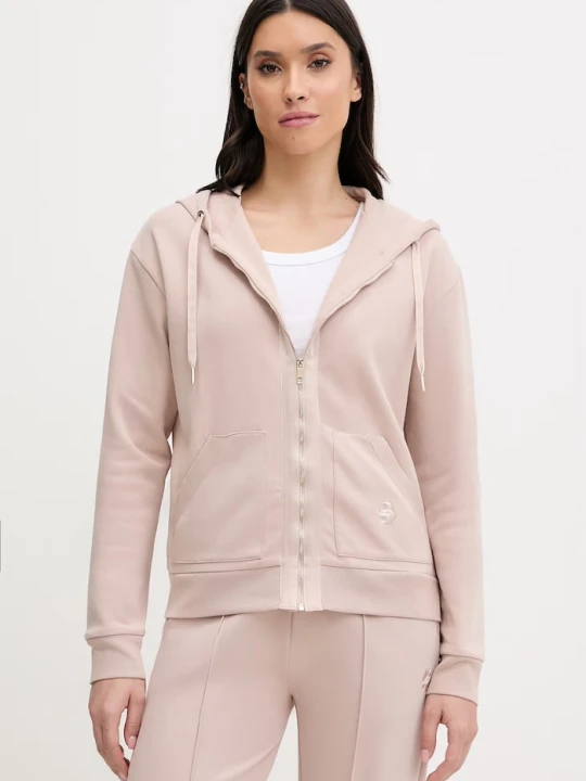 Zdjęcie produktu BOSS bluza rozpinana z kapturem damska z bawełną Shiny B Jacket H. beżowy