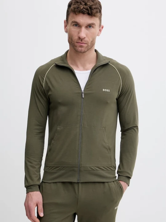 Zdjęcie produktu BOSS bluza rozpinana męska bawełniana z elastanem Mix&Match Jacket Z zielony