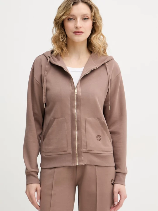 Zdjęcie produktu BOSS bluza rozpinana z kapturem damska z bawełną Shiny B Jacket H. brązowy