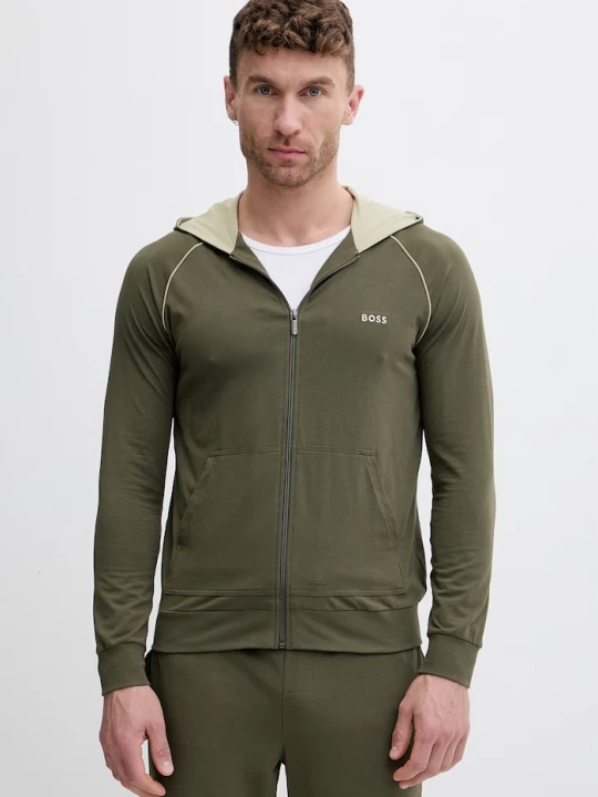 Zdjęcie produktu BOSS bluza rozpinana z kapturem męska bawełniana z elastanem Mix&Match Jacket H zielony