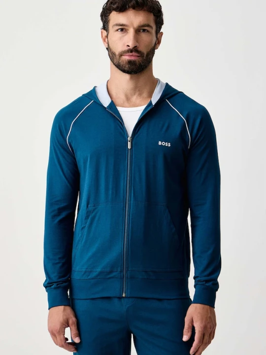 Zdjęcie produktu BOSS bluza rozpinana z kapturem męska bawełniana z elastanem Mix&Match Jacket H niebieski