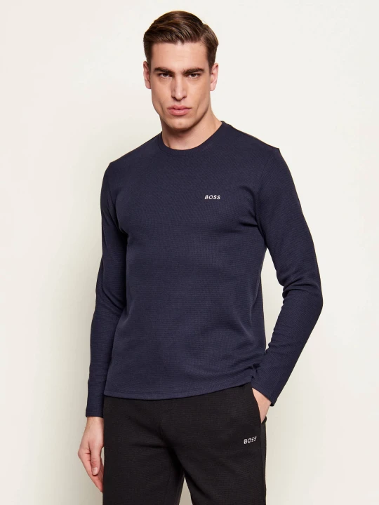 Zdjęcie produktu BOSS BLACK Longsleeve Waffle 4 | Regular Fit granatowy