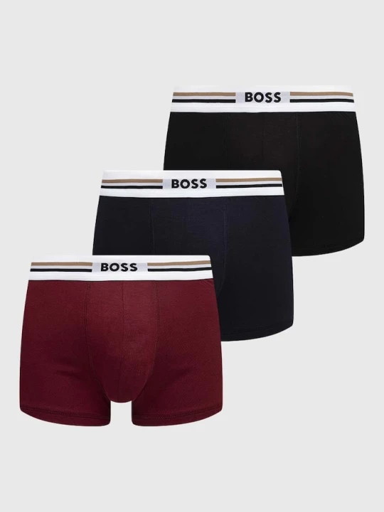 Zdjęcie produktu BOSS bokserki dopasowane męskie z wiskozą Trunk 3P Revive 3-pack bordowy