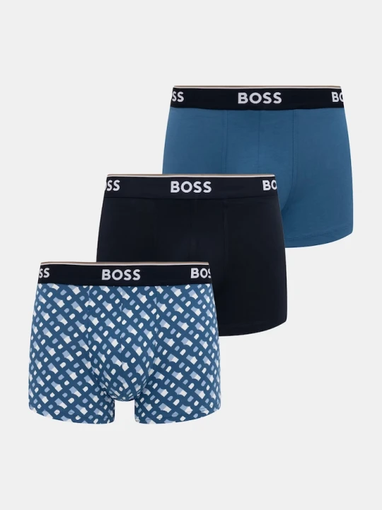 Zdjęcie produktu BOSS bokserki męskie bawełniane z elastanem Trunk 3P Power Desig 3-pack niebieski