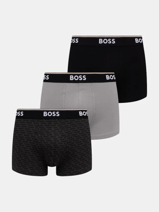 Zdjęcie produktu BOSS bokserki męskie bawełniane z elastanem Trunk 3P Power Desig 3-pack szary