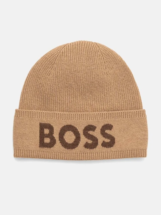 Zdjęcie produktu BOSS czapka z domieszką wełny beżowy