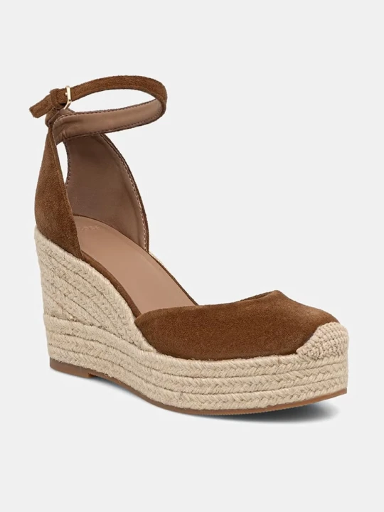 Zdjęcie produktu BOSS espadryle na koturnie damskie zamszowe Madeira brązowy
