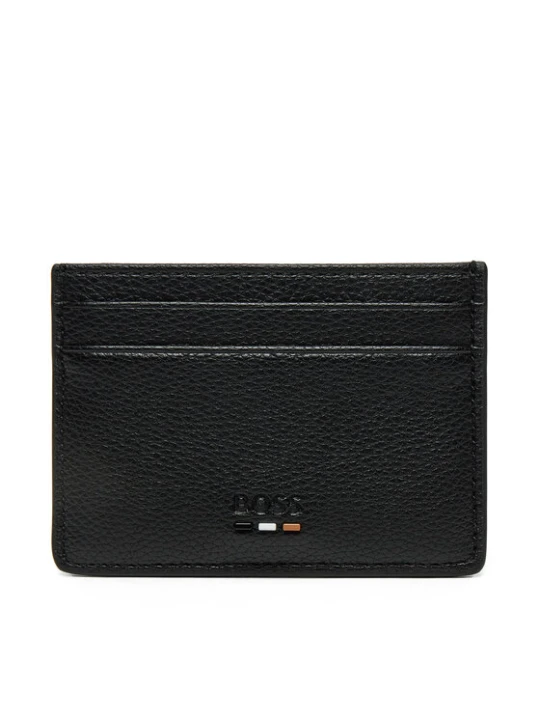 Zdjęcie produktu BOSS Etui na karty kredytowe Grained faux-leather card holder with signature details 50536513 Czarny