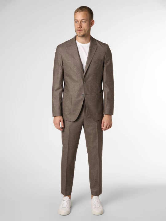 Zdjęcie produktu BOSS garnitur Mężczyźni Slim Fit wełna ze strzyży brązowy