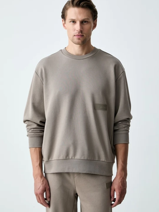 Zdjęcie produktu BOSS Green bluza męska z bawełną SW_Crewneck beżowy