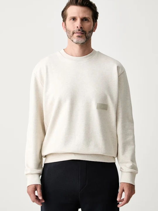 Zdjęcie produktu BOSS Green bluza męska z bawełną SW_Crewneck beżowy