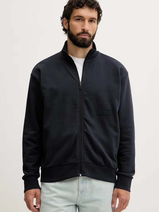 Zdjęcie produktu BOSS Green bluza rozpinana męska z bawełną SW_Collar Full Zip granatowy