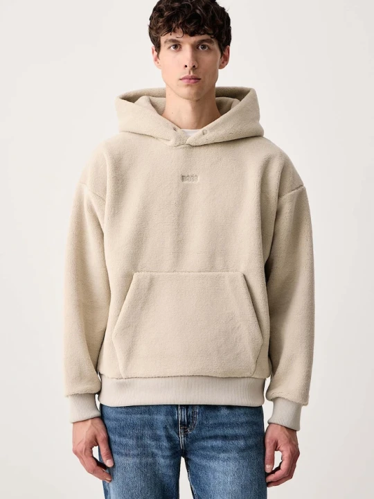 Zdjęcie produktu BOSS Green bluza z kapturem męska polarowa SW_Teddy Sly beżowy