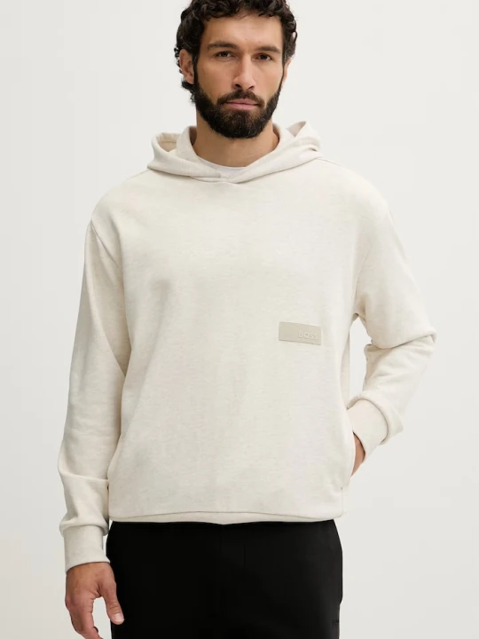 Zdjęcie produktu BOSS Green bluza z kapturem męska z bawełną SW_Hoodie beżowy