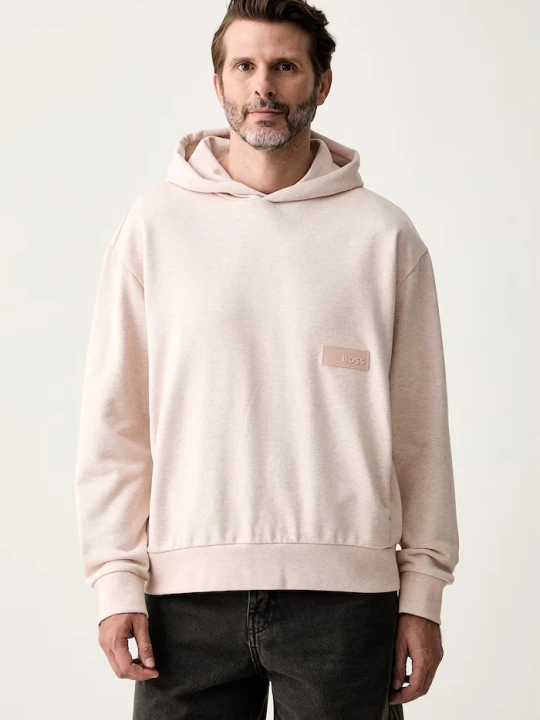 Zdjęcie produktu BOSS Green bluza z kapturem męska z bawełną SW_Hoodie różowy