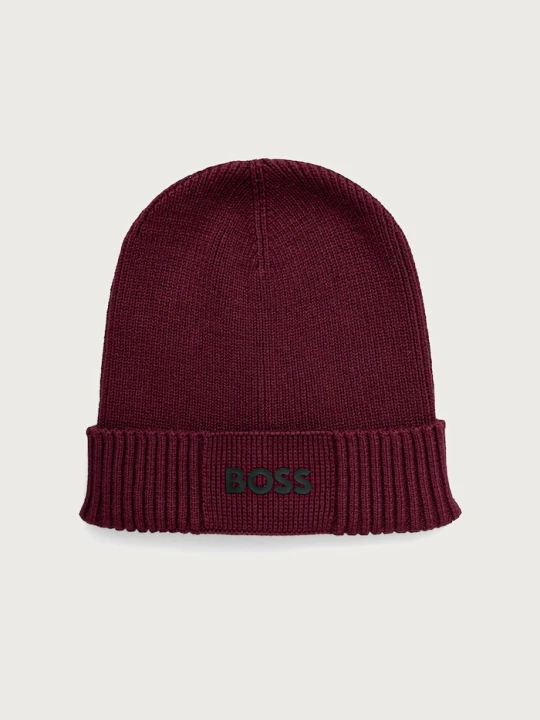Zdjęcie produktu BOSS Green czapka męska z dodatkiem wełny Asic_Beanie-X bordowy