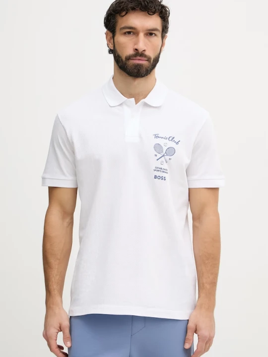 Zdjęcie produktu BOSS Green polo bawełniane biały
