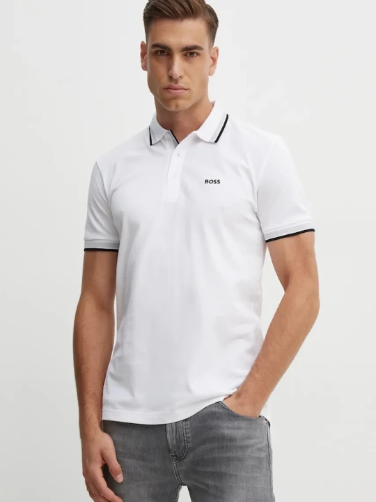 Zdjęcie produktu BOSS Green polo męskie bawełniane Paddy biały