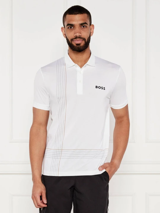 Zdjęcie produktu BOSS GREEN Polo Check TOC | Slim Fit | stretch biały
