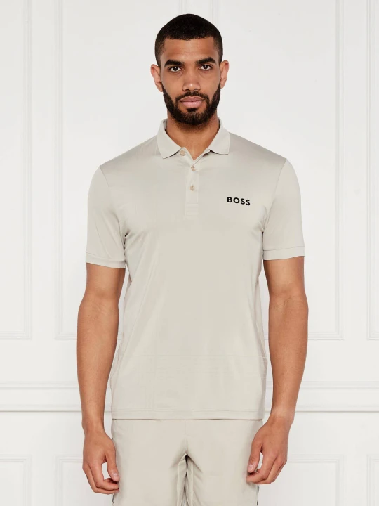 Zdjęcie produktu BOSS GREEN Polo Check TOC | Slim Fit | stretch beżowy