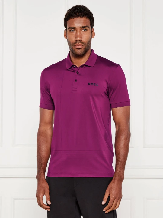 Zdjęcie produktu BOSS GREEN Polo Check TOC | Slim Fit | stretch fioletowy