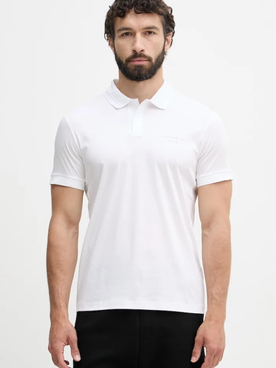 Zdjęcie produktu BOSS Green polo męskie bawełniane BOSS X PORSCHE biały