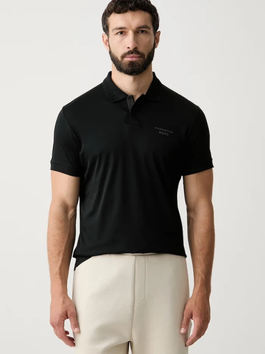 Zdjęcie produktu BOSS Green polo męskie bawełniane BOSS X PORSCHE czarny