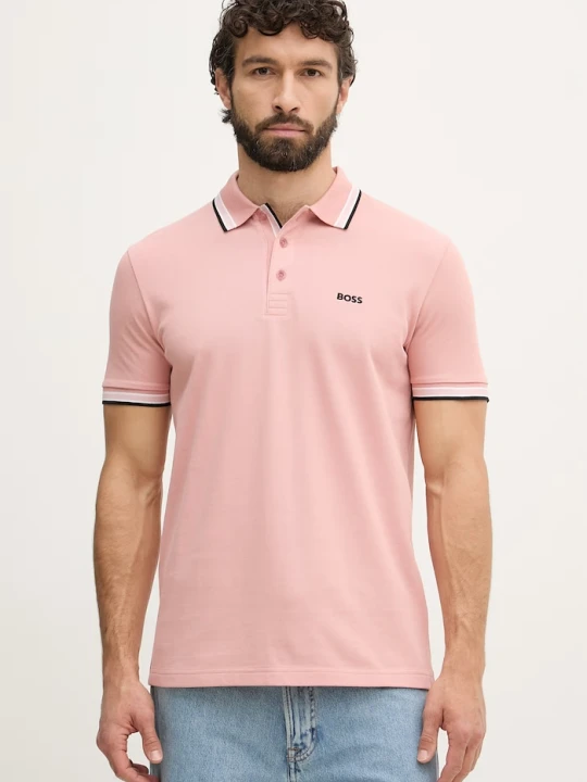 Zdjęcie produktu BOSS Green polo męskie bawełniane Paddy różowy