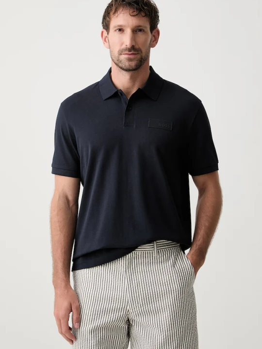 Zdjęcie produktu BOSS Green polo męskie bawełniane Paddy Structure granatowy