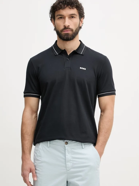 Zdjęcie produktu BOSS Green polo męskie bawełniane z elastanem granatowy