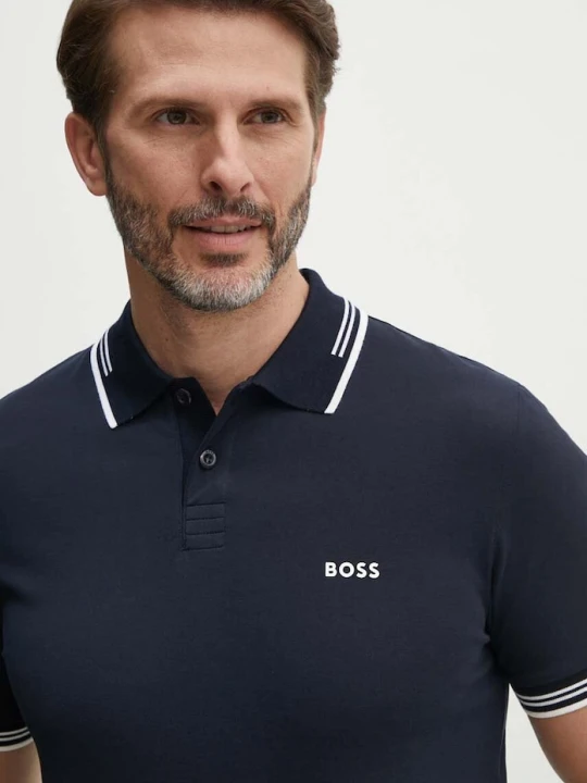 Zdjęcie produktu BOSS Green polo męskie z bawełną Paul granatowy
