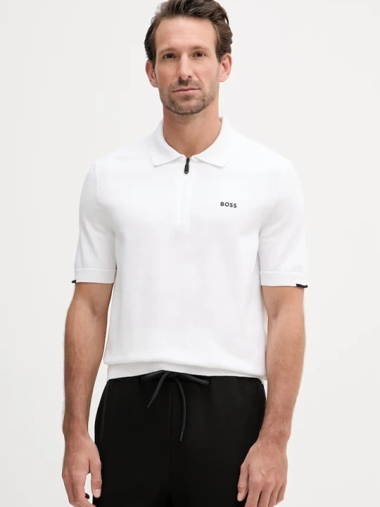 Zdjęcie produktu BOSS Green polo swetrowe męskie bawełniane X PS biały