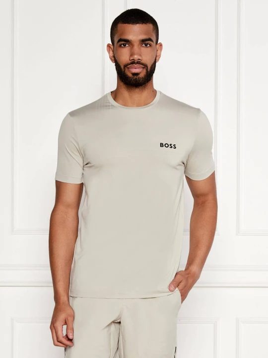 Zdjęcie produktu BOSS GREEN T-shirt Check TOC | Slim Fit | stretch beżowy