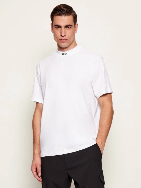 Zdjęcie produktu BOSS GREEN T-shirt Collar | Regular Fit | stretch biały