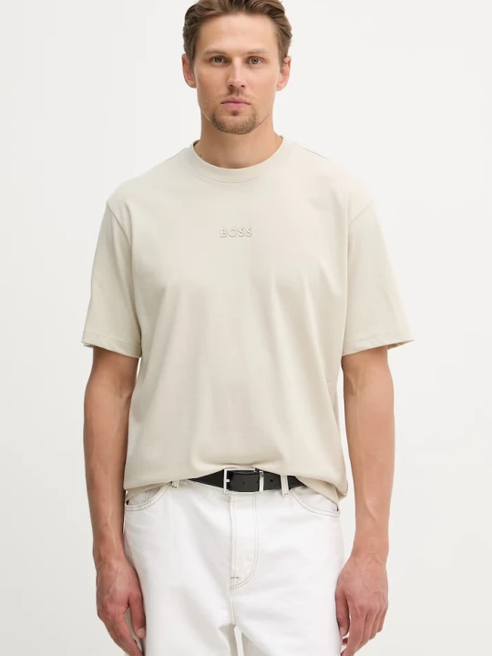 Zdjęcie produktu BOSS Green T-shirt męski bawełniany Tee 10 beżowy
