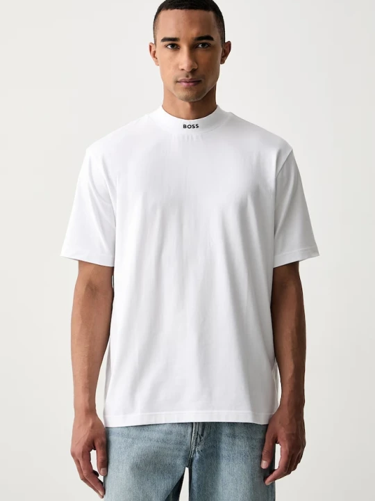 Zdjęcie produktu BOSS Green T-shirt męski bawełniany z elastanem Tee Collar biały
