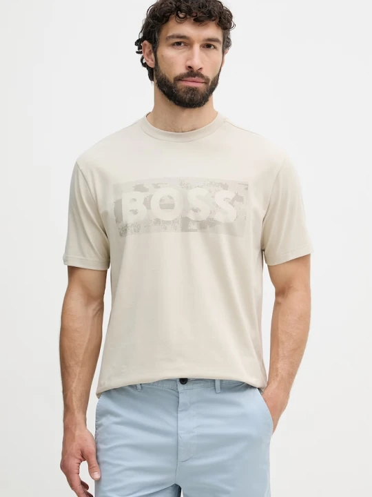 Zdjęcie produktu BOSS Green T-shirt męski z bawełną beżowy