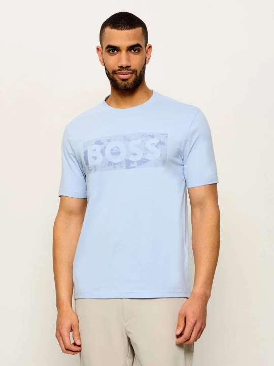 Zdjęcie produktu BOSS GREEN T-shirt TS_Globe | Regular Fit | stretch błękitny