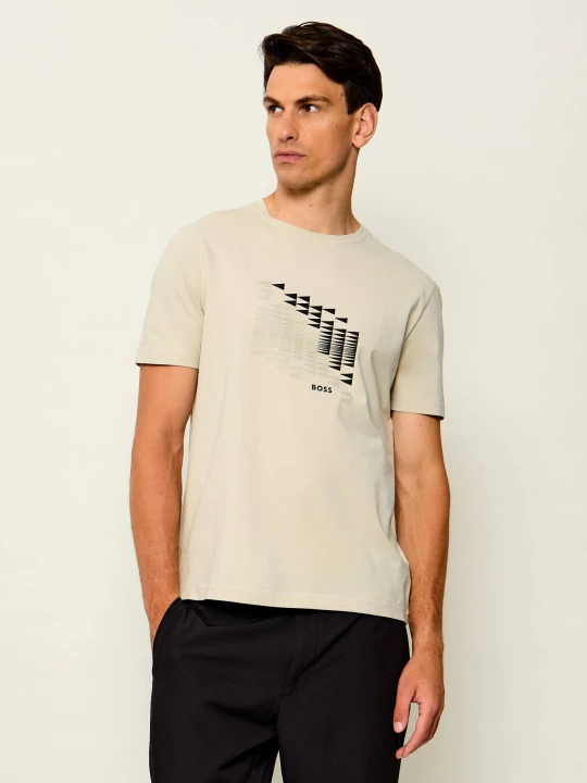 Zdjęcie produktu BOSS GREEN T-shirt TS_Network Flag | Regular Fit beżowy