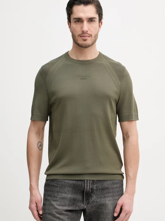 Zdjęcie produktu BOSS Green T-shirt basic męski z dodatkiem jedwabiu BOSS X PORSCHE