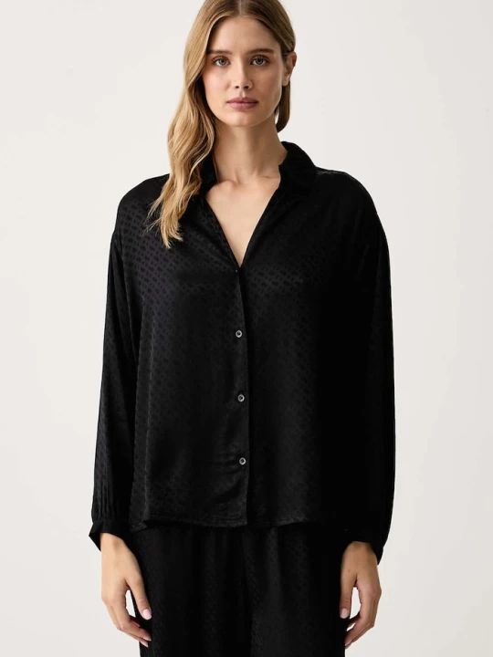 Zdjęcie produktu BOSS koszula piżamowa damska z wiskozy B Monogram_Shirt VN czarny