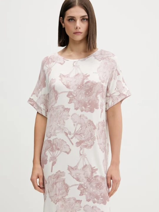 Zdjęcie produktu BOSS koszulka piżamowa damska z wiskozy ESSENCE_Sleepshirt różowy