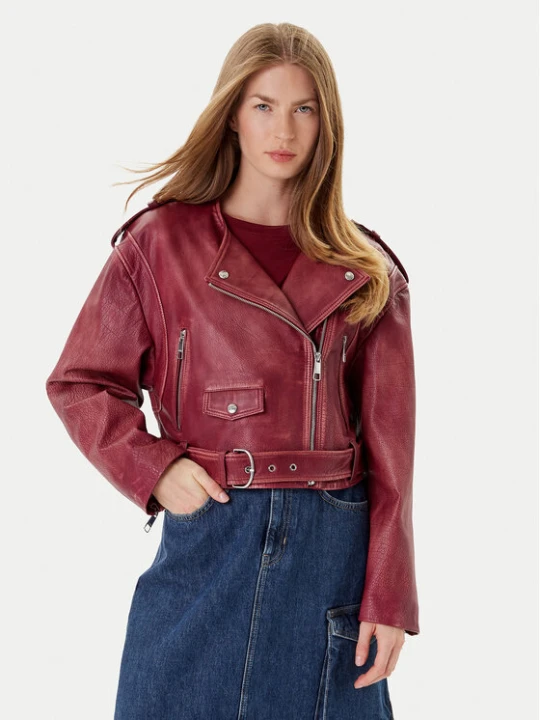 Zdjęcie produktu BOSS Kurtka skórzana C_Sadora 50543026 Bordowy Regular Fit