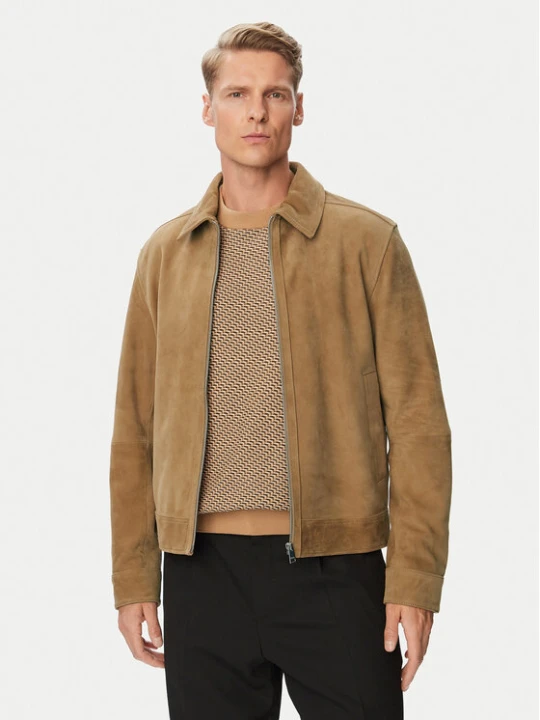 Zdjęcie produktu BOSS Kurtka skórzana H-Malbano7 50563869 Beżowy ciemny Regular Fit
