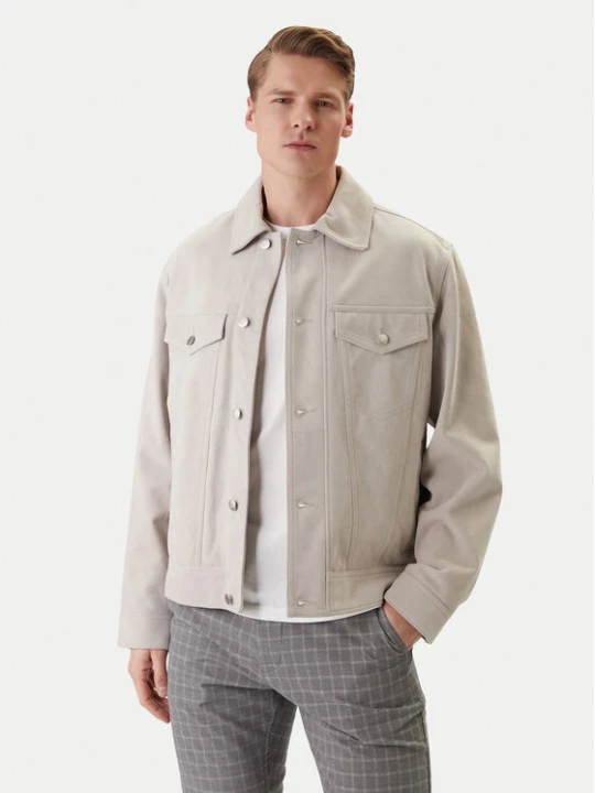 Zdjęcie produktu BOSS Kurtka skórzana Johot 50552130 Szary Regular Fit