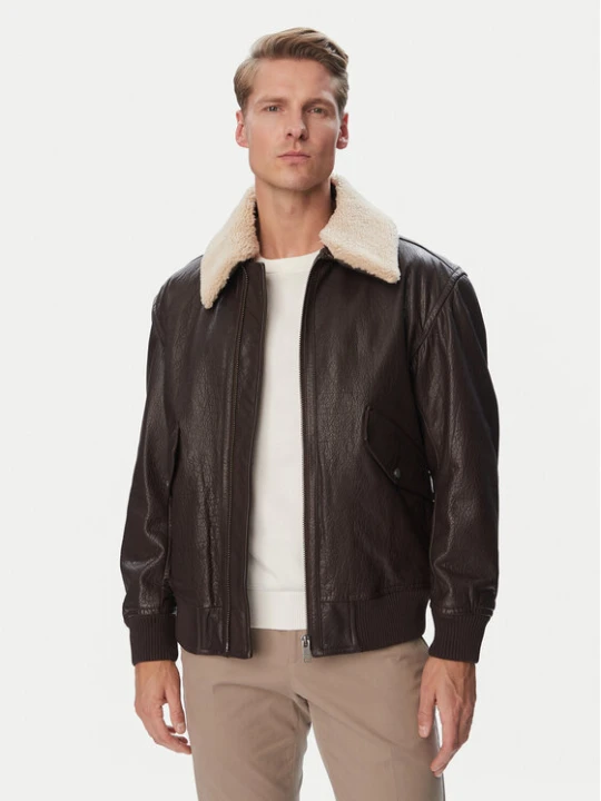 Zdjęcie produktu BOSS Kurtka skórzana Jopeak 50566594 Brązowy ciemny Regular Fit