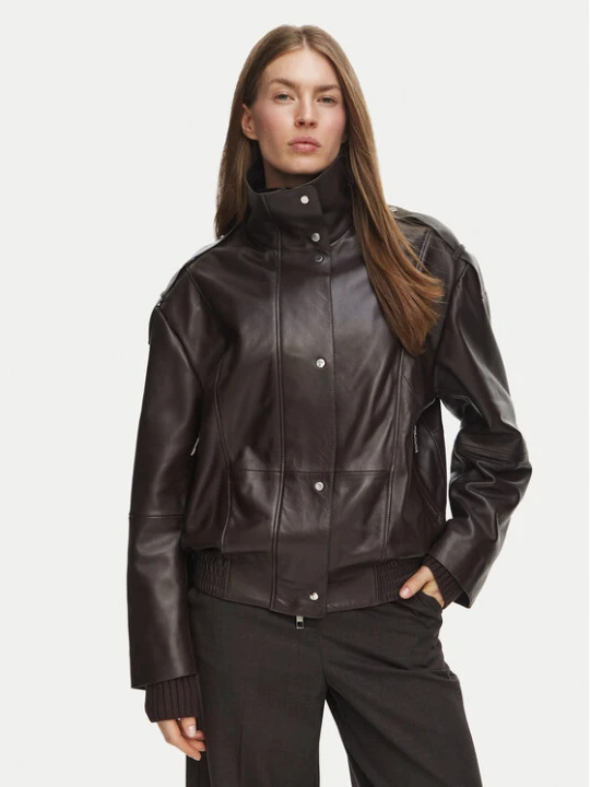 Zdjęcie produktu BOSS Kurtka skórzana Savani 50567628 Brązowy ciemny Regular Fit